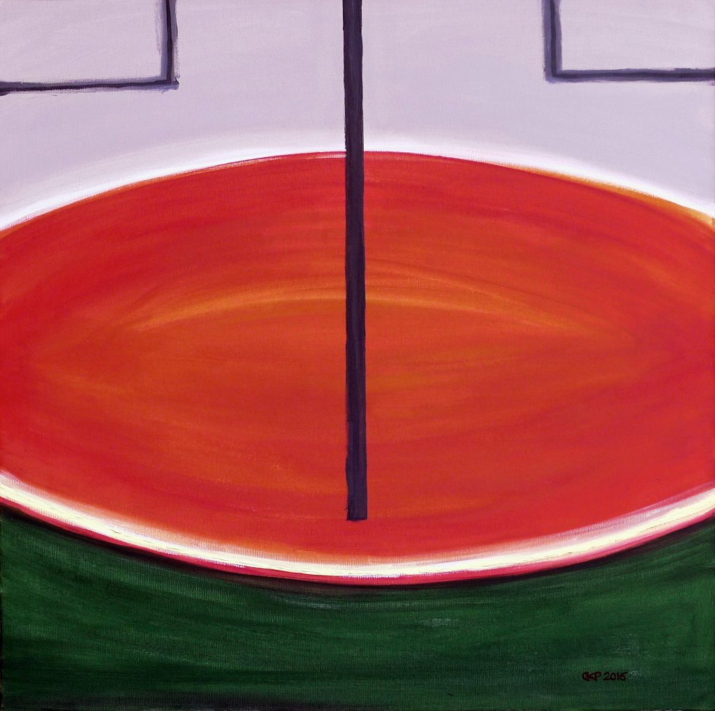 Acrylic painting on canvas titled Landscape 1-16 from 2016, dimensions 70x70 cm, by Danuta Krajewska-Pietrasik.