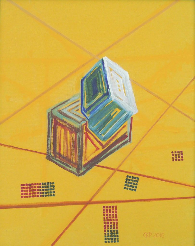 Acrylic painting on canvas titled Growth 1 from 2016, dimensions 50x40 cm, by Danuta Krajewska-Pietrasik.