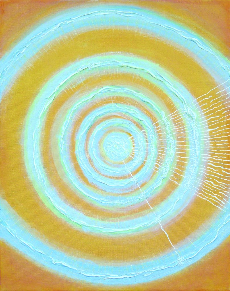 Acrylic painting on canvas titled Growth 3 from 2016, dimensions 50x40 cm, by Danuta Krajewska-Pietrasik.