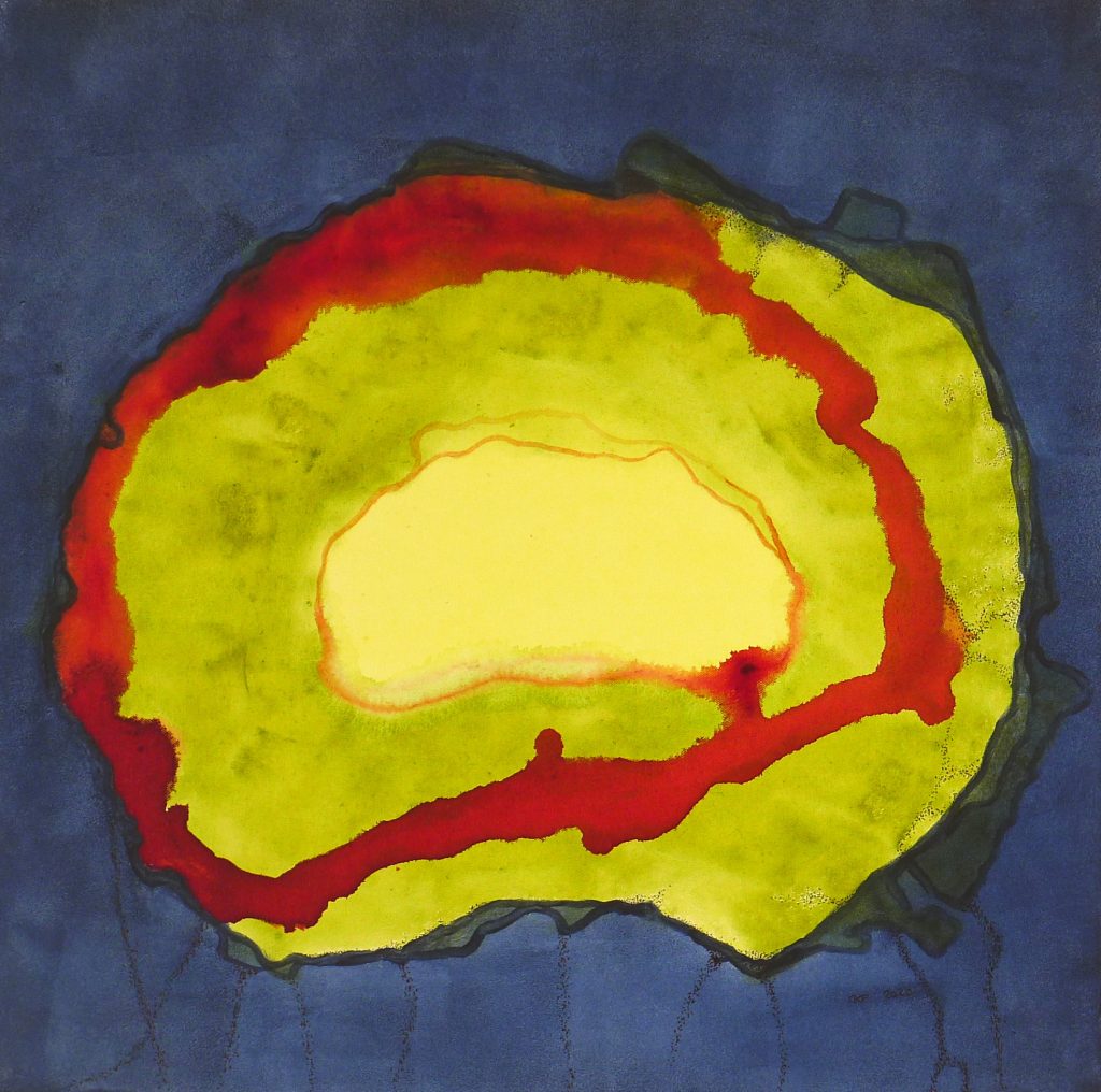 Acrylic painting on canvas titled Decomposition from 2020, dimensions 60x60 cm, by Danuta Krajewska-Pietrasik.
