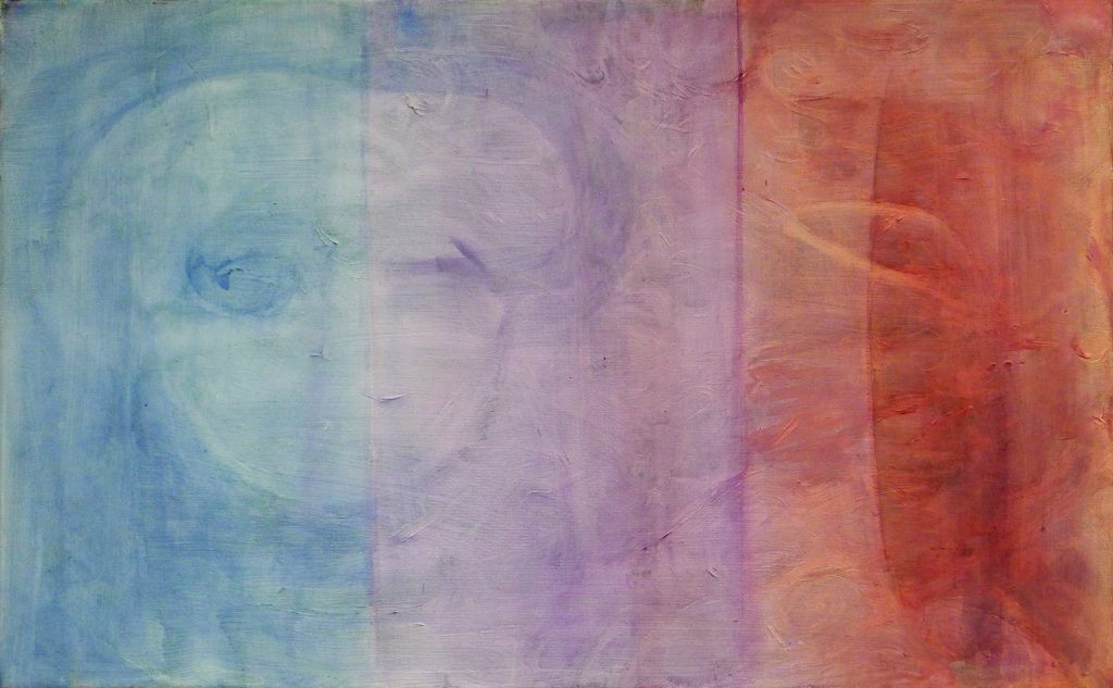 Acrylic painting on canvas titled Memory from 2013, dimensions 50x80 cm, by Danuta Krajewska-Pietrasik.