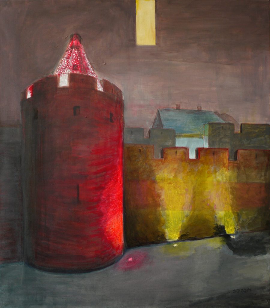 Acrylic painting on canvas titled Magic of Light from 2013, dimensions 80x70 cm, by Danuta Krajewska-Pietrasik.