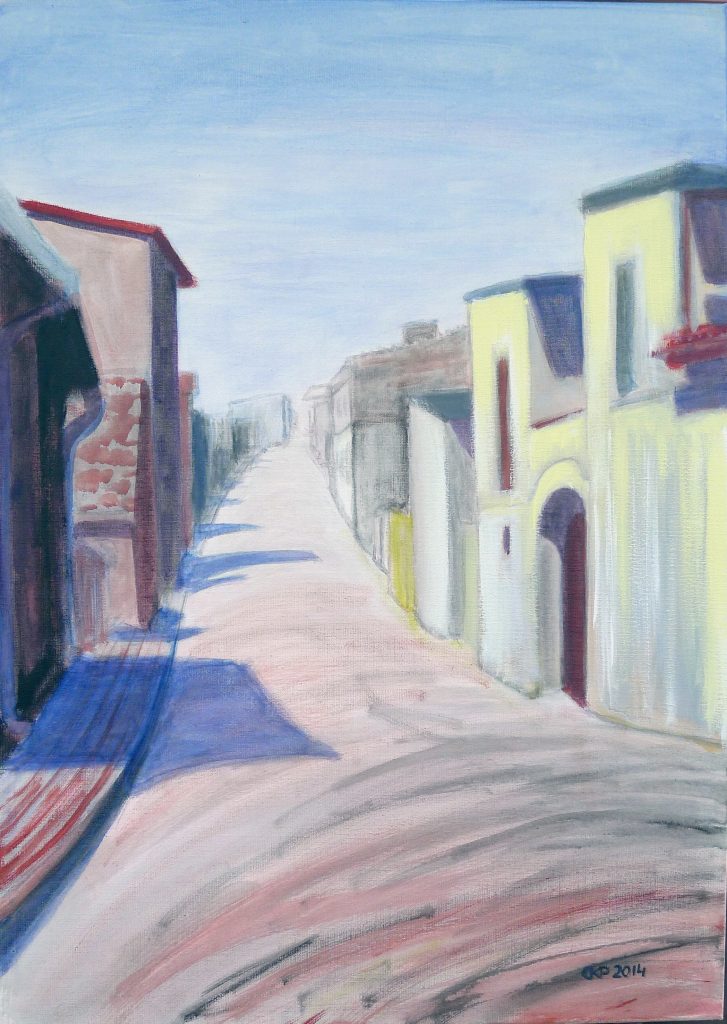 Acrylic painting on canvas titled Górzno II from 2014, dimensions 70x50 cm, by Danuta Krajewska-Pietrasik.