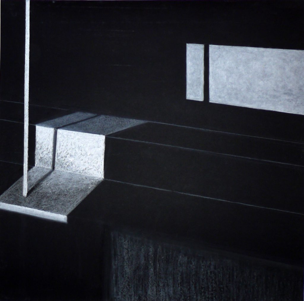 Dry pastel drawing on paper titled Composition I Corridor Nowe Sady 10 from 2012, dimensions 70x70 cm, by Danuta Krajewska-Pietrasik.