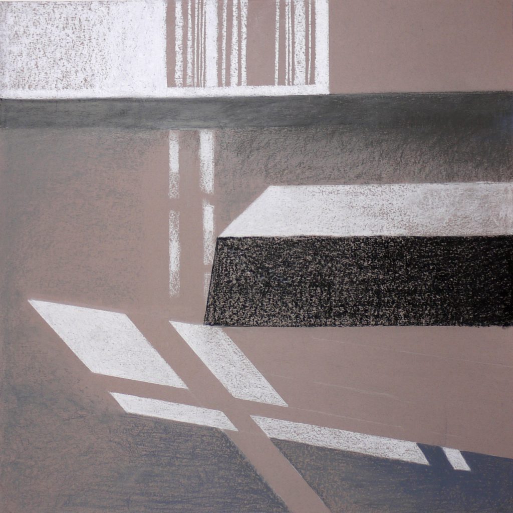Dry pastel drawing on paper titled Composition II Studio Franciszkańska 76 from 2012, dimensions 70x70 cm, by Danuta Krajewska-Pietrasik.