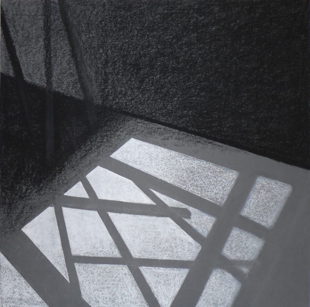 Dry pastel drawing on paper titled Composition IV Studio Franciszkańska 76 from 2012, dimensions 70x70 cm, by Danuta Krajewska-Pietrasik.