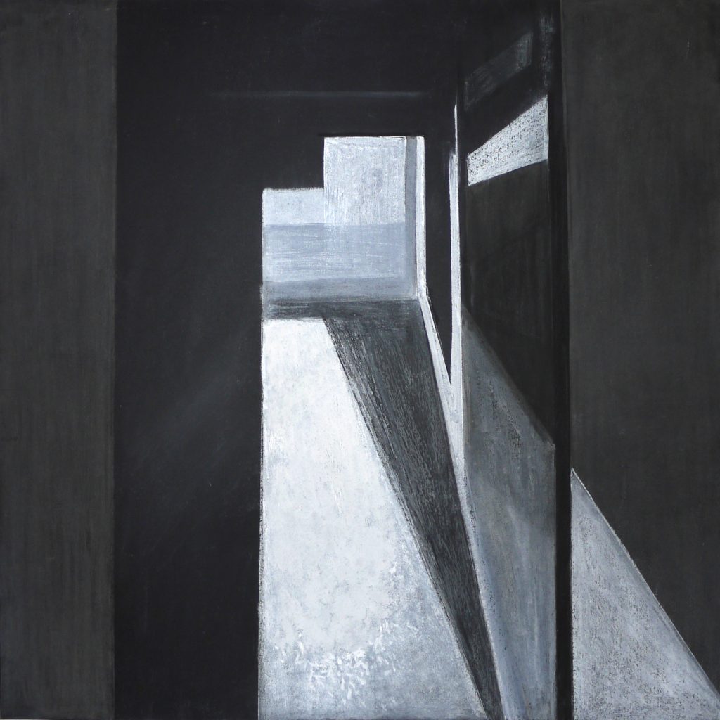 Dry pastel drawing on paper titled Composition VIII Corridor Nowe Sady 10 from 2012, dimensions 70x70 cm, by Danuta Krajewska-Pietrasik.